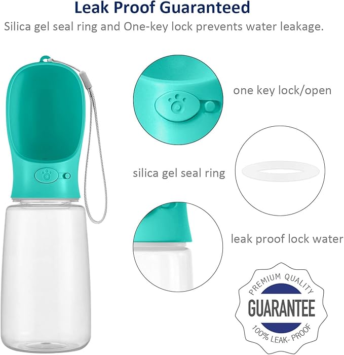 WePet Portable Dog Water Bottle with Food Container, 25 OZ + 6 OZ, Leak Proof Puppy Water Dispenser with Drinking Feeder for Pets Outdoor Walking, Hiking, Travel, Food Grade Plastic