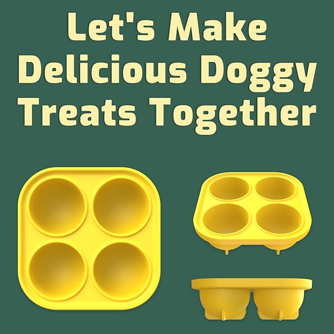 Frozen Treat Tray Mold, Freezable Fillable Rubber Molds Freeze Refill Treats for Treat Dispensing Dog Toy, Treat Dispensing Refillable Homemade Freezable Dog Food, Yellow