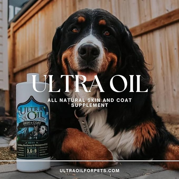 Ultra Oil Skin & Coat Supplement for Dogs & Cats with Hemp, Flaxseed, Grape Seed, Fish Oils - 16oz