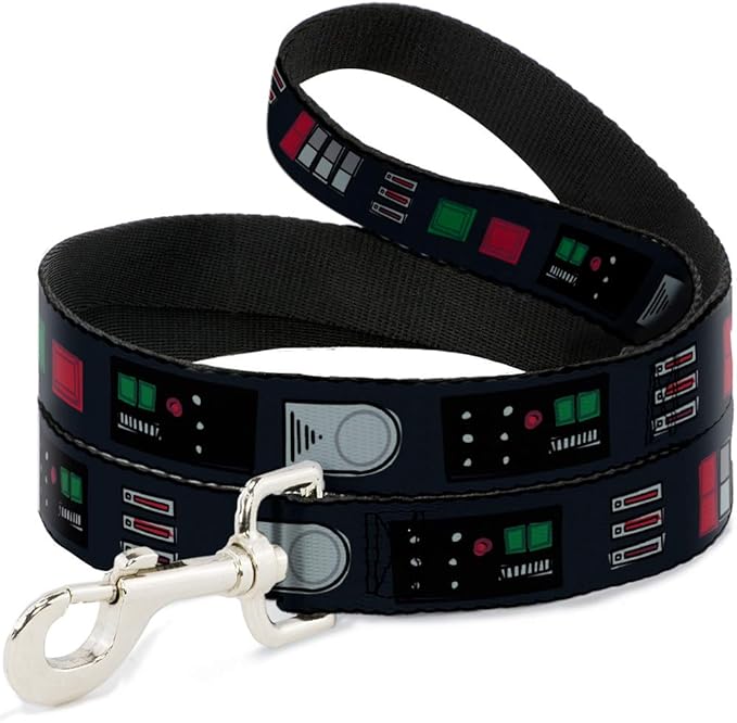 Star Wars Pet Leash, Dog Leash, Star Wars Darth Vader Utility Belt Bounding Black Grays Reds, 4 Feet Long 1.0 Inch Wide