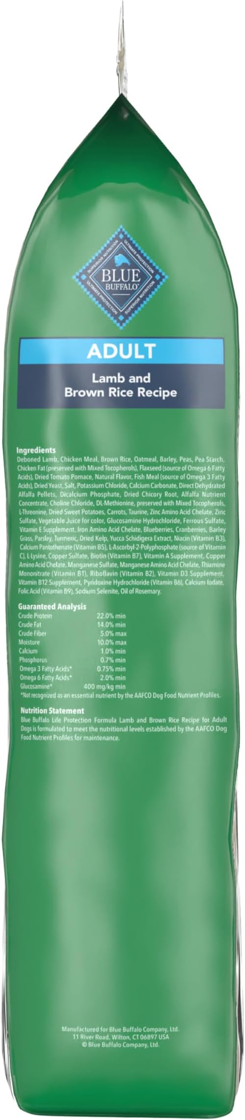 Blue Buffalo Life Protection Formula Natural Adult Dry Dog Food, Lamb and Brown Rice 30-lb