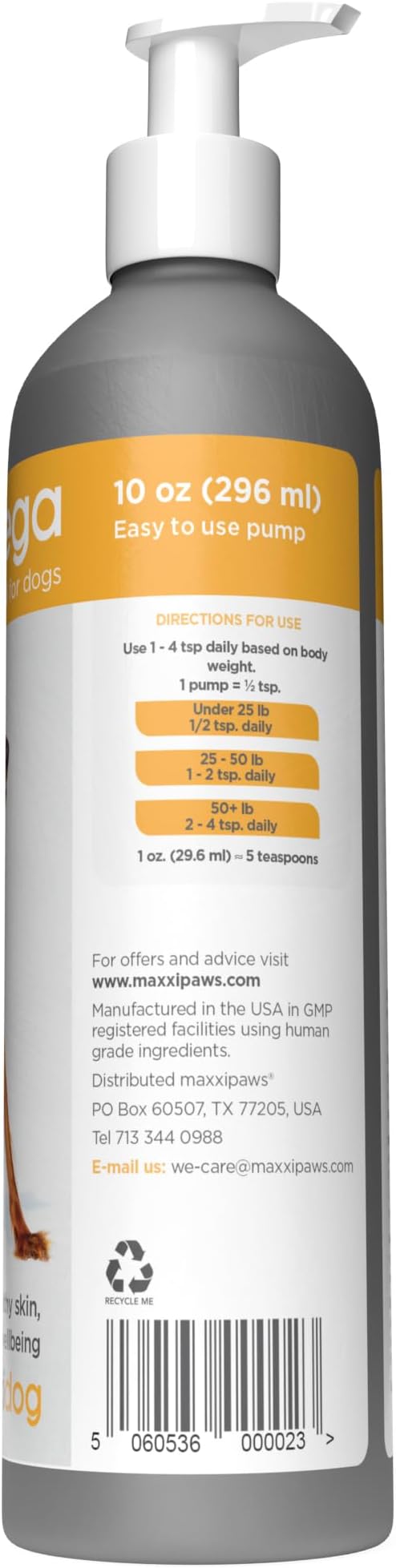 maxxiomega Oil for Dogs - Tasty Omega Supplement for Healthy Skin and Shiny Coat – Easy to Use Pump – Liquid 10 oz