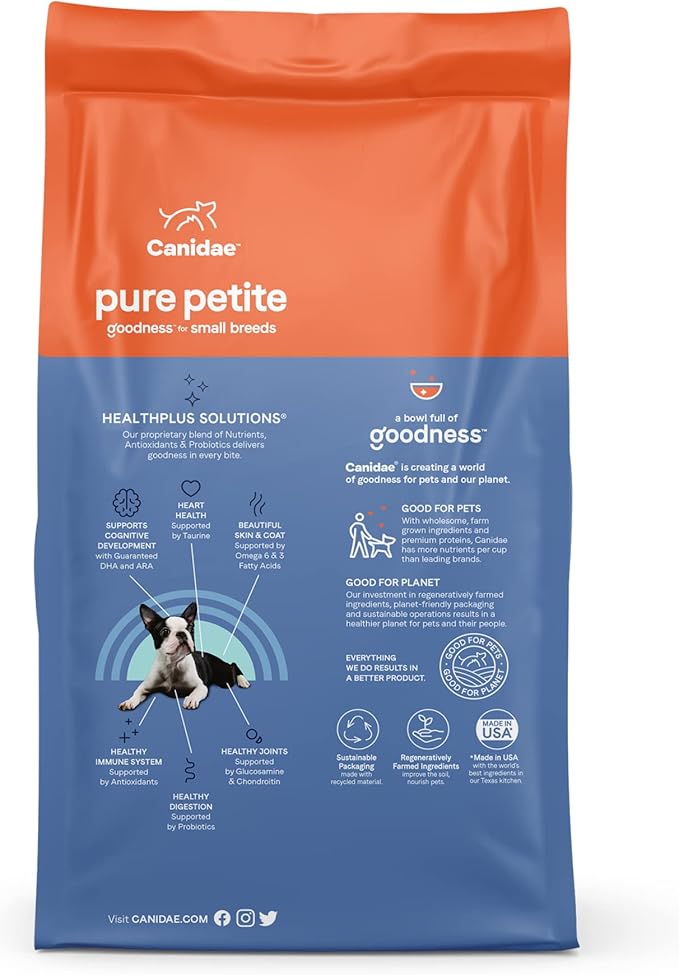 CANIDAE Pure Petite Premium Freeze-Dried Raw Coated Dry Puppy Food for Small Breed, Limited Ingredient Diet, Chicken Recipe with Wholesome Grains, 4 lb Bag