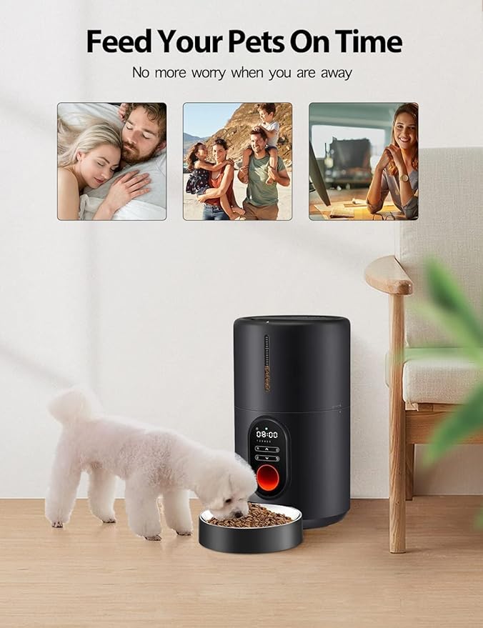 Automatic Cat Food Dispenser, Automatic Cat Feeders with Freshness Preservation, Timed Cat Feeder for Dry Food,Up to 6 Meals Per Day,Timed Pet Feeder for Cats and Dogs