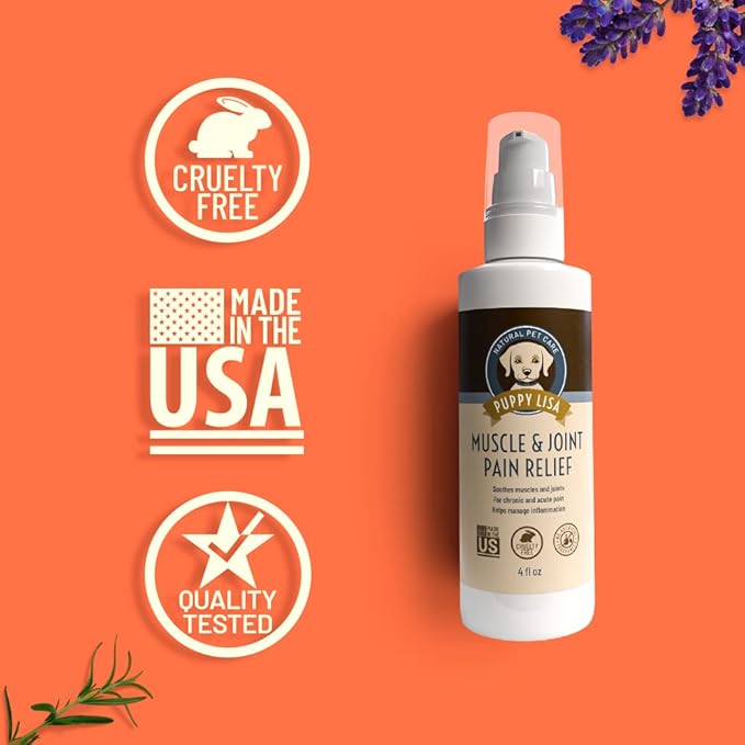 Muscle and Joint Pain Relief Cream for Dogs - Quick Absorption Liniment for pain relief for dogs - Made in USA with Natural Ingredients - for Acute and Chronic Arthritis Pain