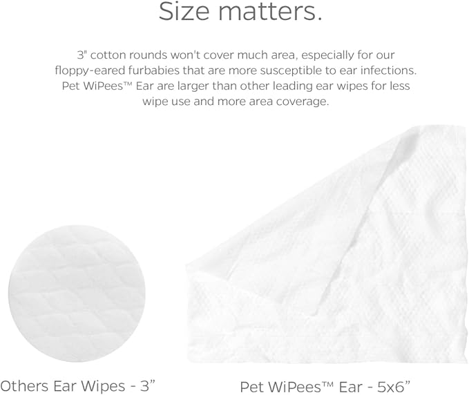 Pet Parents® Pet WiPees™ Ear, Cat & Dog Ear Wipes, Ear Cleaner for Dogs, Ear Wipes for Dogs. (100 Count (Pack of 1), Natural)