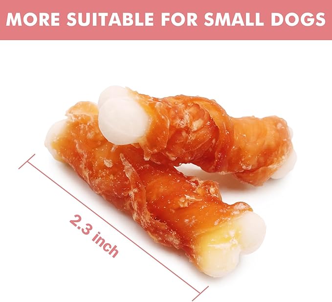 Dog Treats, 2.3 Inch Chicken Wrapped Calcium Bones, Rawhide Free Dog Chews Natural and Chewy Dog Treats, Dog Training Snacks for Small Dogs, 20 oz