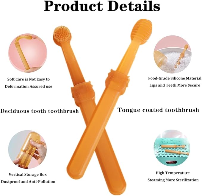 2 PCS Small Dog & Cat Toothbrush Kit Soft Pet Silicone Toothbrush Dog Toothbrush Kit 360° Doggie Kitten Toothbrush with Storage Cup Tongue Cleaner for Small Pets Ferret Dutch Pigs