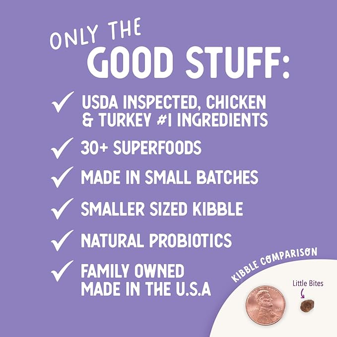 Health Extension Grain Free Little Bites for Dogs, Natural Food with Added Vitamins & Minerals, Perfect for Teacup, Toy & Small Dogs, Chicken & Turkey Recipe (12lb Bag)