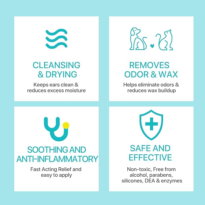 Removal Ear Powder for Pets, Dog Ear Cleaner, Removes Irritation, Itching and Infection, Reduce Ear Scratching and Head Shaking, Pets Ear Infection Treatment, Cleans & Remove Odors
