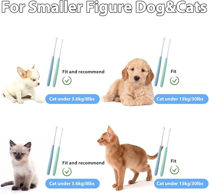 Qianyu 4 Pcs Small Dog Toothbrush Micro Brush Head Nano Soft Bristle Comfort Grip Gentle Pet Toothbrush for Puppy Kitten Sensitive Gum and Teeth Cats Dogs Teeth Cleaning Dental Care