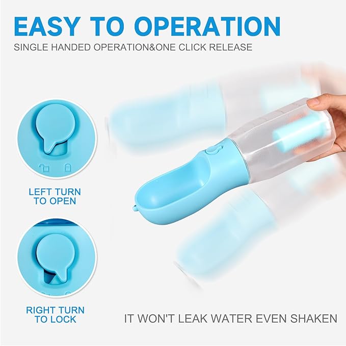 3 in1 Dog Outdoor Water Bottle,Portable Pet Water Bottle with Food Container, Leak Proof Dog Travel Water Bottle,Dog Poop Bags,Dog Water Dispenser for Outdoor Walking,Hiking,Travel.