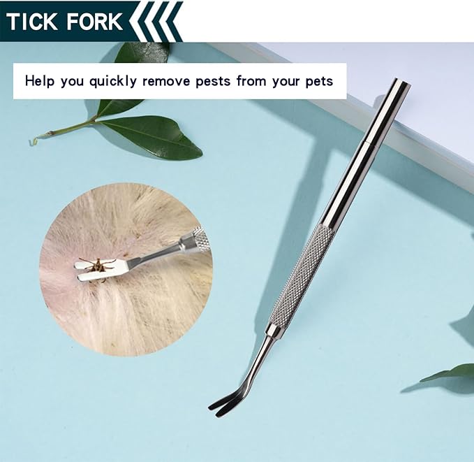 Tick Removal Tool,Tick Remover for Dogs,Pet First aid kit Ttwister Tweezers,Tick Key,Dog Hiking Camping Gear,Cat flea and tick Treatment (1 Set), Metal ash