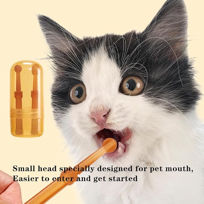 2 PCS Small Dog & Cat Toothbrush Kit Soft Pet Silicone Toothbrush Dog Toothbrush Kit 360° Doggie Kitten Toothbrush with Storage Cup Tongue Cleaner for Small Pets Ferret Dutch Pigs