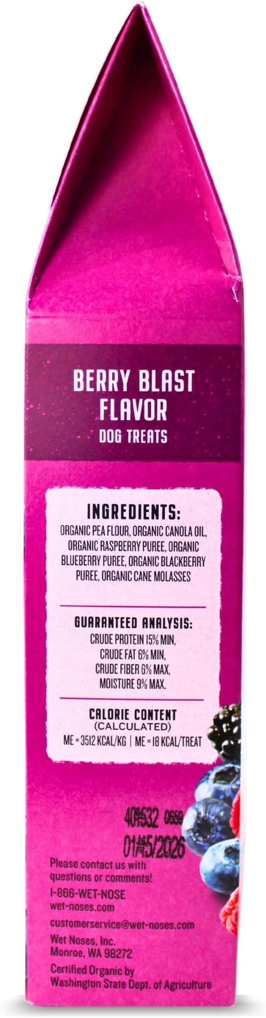 Organic Crunchy Dog Treats – for All Pet Sizes, Breeds – All-Natural Puppy Treat, Senior Dog Snack – 100% Human-Grade – Delicious Chews for Dogs – Grain-Free Berry Blast, 14 Oz (2-Pack)
