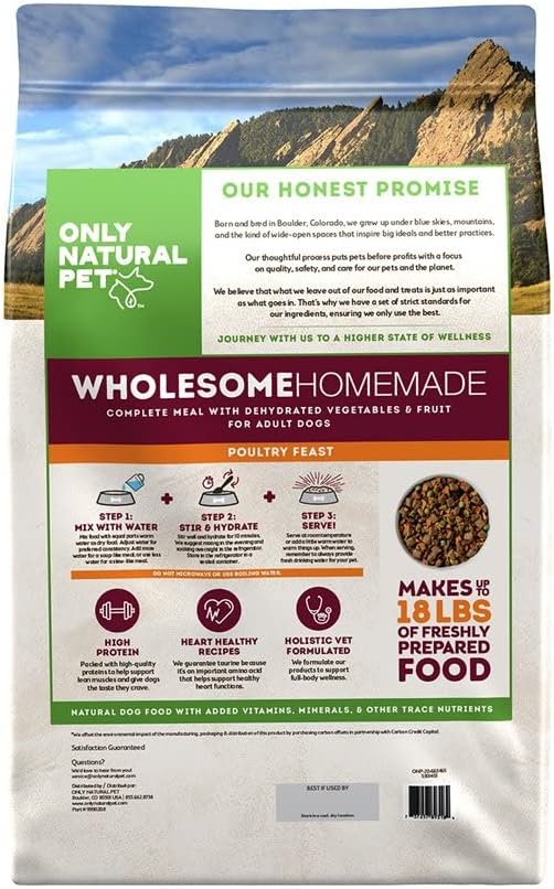 Only Natural Pet Wholesome Homemade Poultry Feast Dehydrated Dog Food - 6 b (Makes 18lbs of Wet Food)