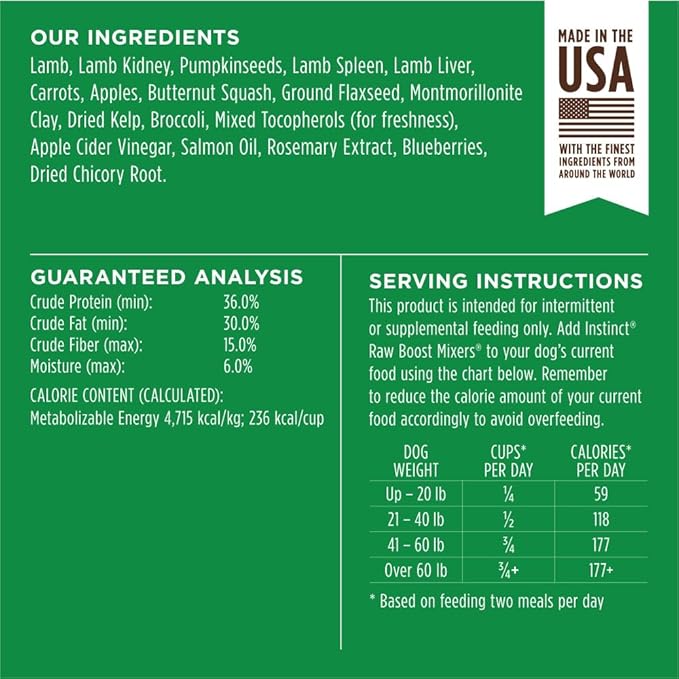 Instinct Raw Boost Mixers Freeze Dried Raw Dog Food Topper, Grain Free Freeze Dried Dog Food Topper 5.5 Ounce (Pack of 1)