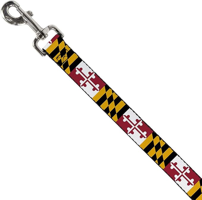 Buckle-Down Dog Leash Maryland Flags 6 Feet Long 1.5 Inch Wide