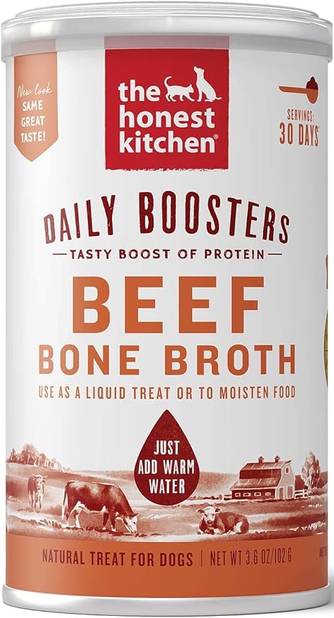 Bundle Set (3) The Honest Kitchen Daily Boosters Instant Beef Bone Broth with Turmeric Plus AuroraPet Wipes