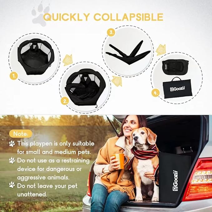 Kitten Cat Playpen for Indoor Cats Enclosed, Portable Foldable Pet Dog Playpen Outdoor Play Tents Crate Cage with Zipper Top Cover Door for Puppy Outside Rv Car Camper (Black, Small Size)