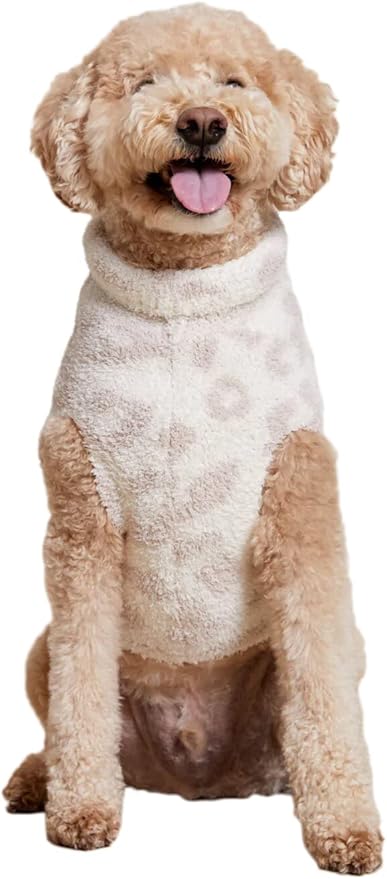 Barefoot Dreams CozyChic BITW Pet Sweater, Dog Clothes, Dog Sweater, Dog Accessories, in The Wild, Cream/Stone, XL