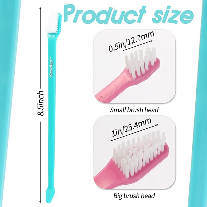 50 Pack Dual Ended Long Dog & Cat Toothbrush, Pet Safe Super Soft Bristles for Pet Dog Puppy Kitten Dental & Oral Care Teeth & Gums, Pet toothbrushes in box, Bulk individual polybag (Colorful)