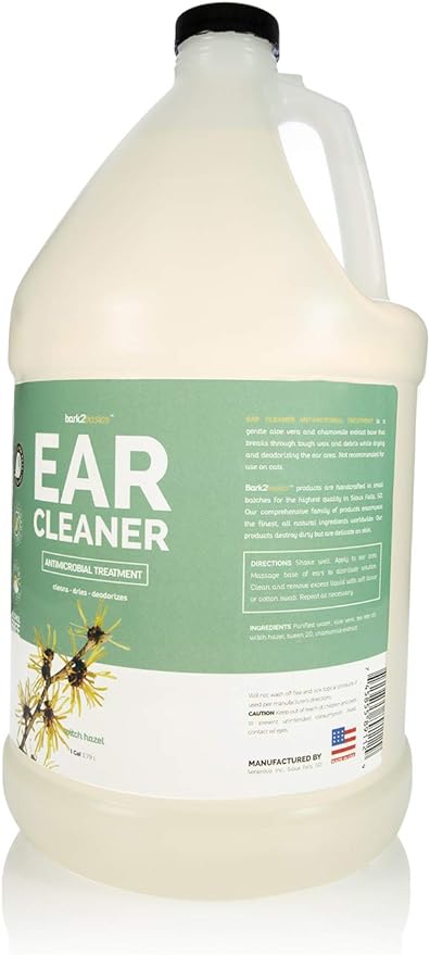 Bark 2 Basics Dog Ear Cleaner, 1 Gallon - All Natural, Witch Hazel, Gentle Aloe Vera and Chamomile Extract Base, Breaks Through Tough Wax and Debris, Soap-Free