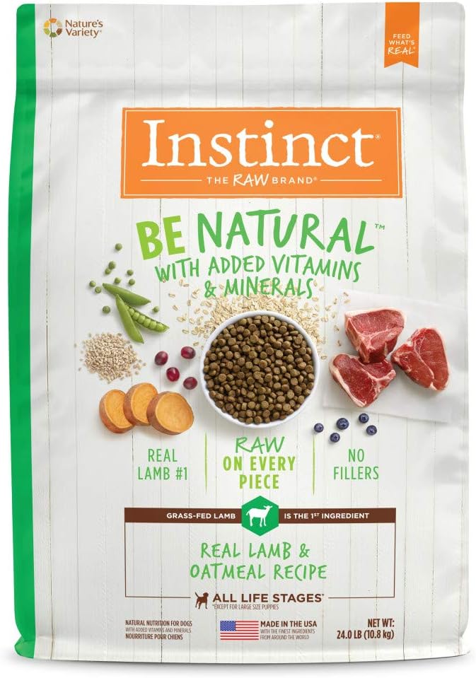 Instinct Be Natural Real Lamb & Oatmeal Recipe Natural Dry Dog Food, 24 lb. Bag