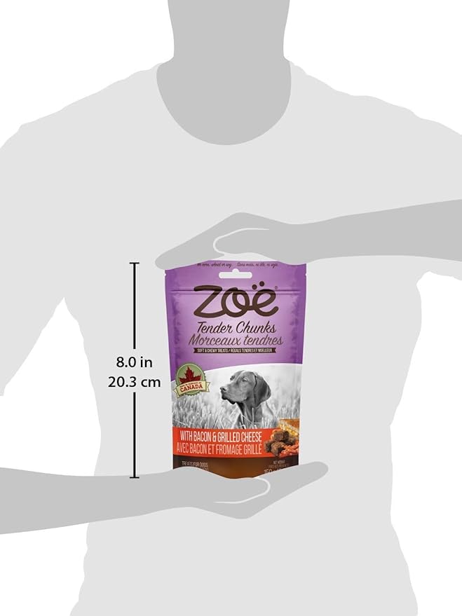 Zoe Tender Chunks for Dogs, All Natural Dog Treats, Grain-Free, Cheese and Bacon Recipe, 5.3 oz., 92043