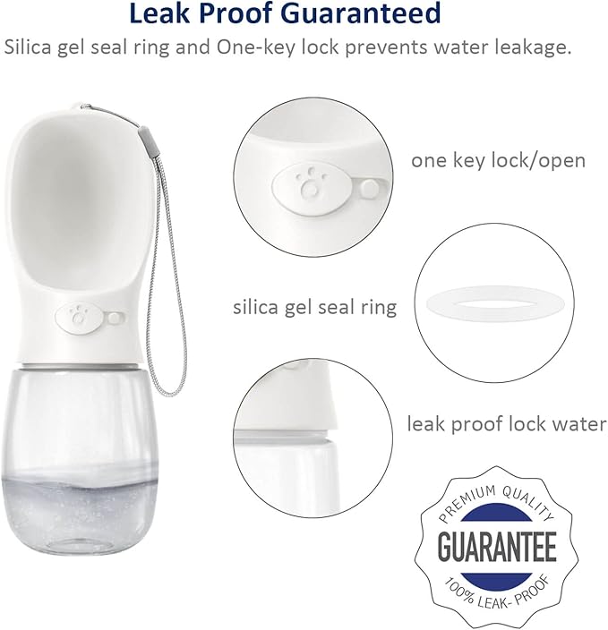 WePet Portable Dog Water Bottle with Food Container, 12 OZ + 6 OZ, Leak Proof Puppy Water Dispenser with Drinking Feeder for Pets Outdoor Walking, Hiking, Travel, Food Grade Plastic