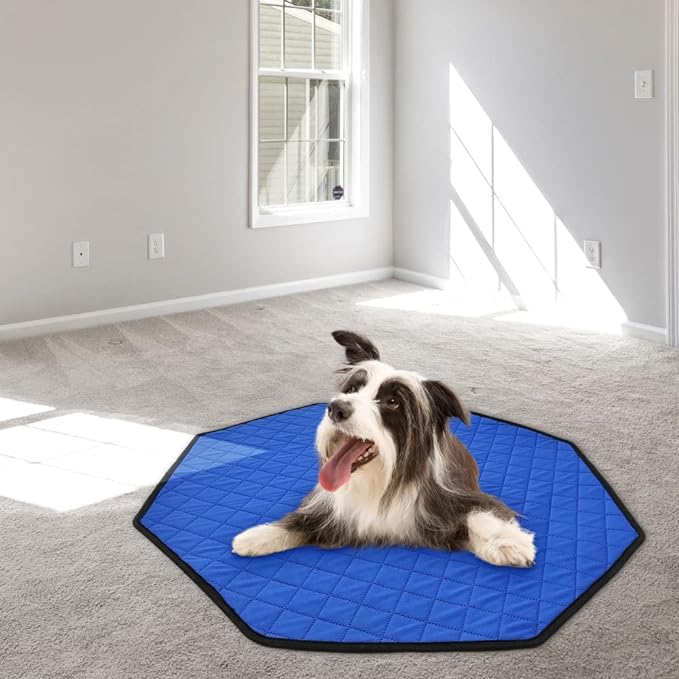 Dog Playpen Mat Pee Pad for Puppy Cat Octagon Shape Non-Slip Washable Whelping Pads Leakproof Potty Training Pads Reusable Absorption Pet Cage Liner