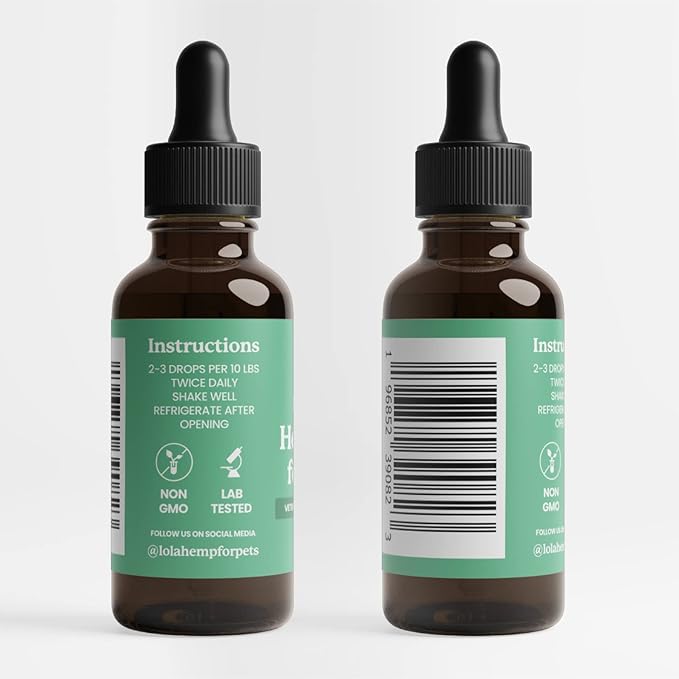 Lolahemp Hemp Oil for Dogs & Cats - Made in USA at Family Farm - Natural Hemp Oil for Joint Support, Promoting Mobility, Relieving Discomfort and Calming Supplement for Promoting Relaxation