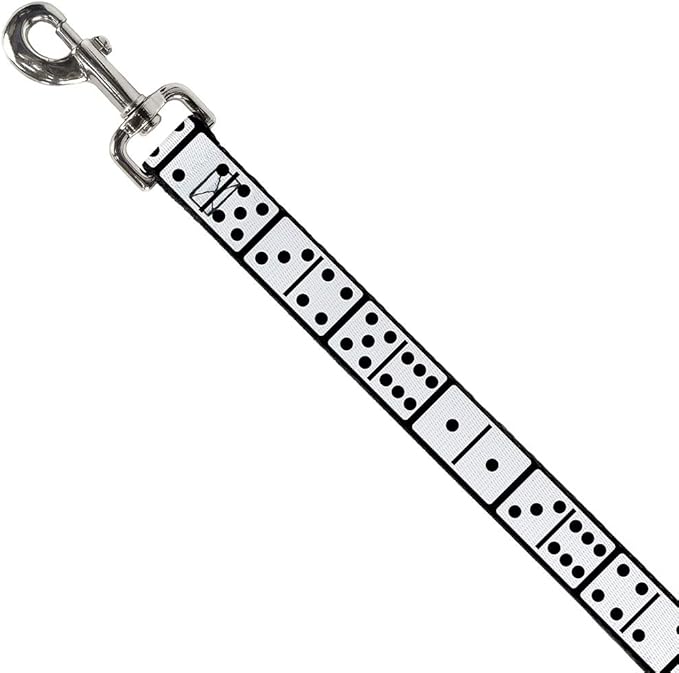 Dog Leash Dominoes Black White Black 6 Feet Long 1.5 Inch Wide
