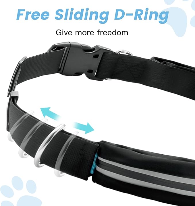 Caudblor Waist Leash for Medium Large Dog Walking, Bungee Hands Free Dog Leash with Zipper Pouch, Around The Waist No Pull Running Dog Leash Belt, Padded Handle Jogging No Hands Dog Leash Heavy Duty