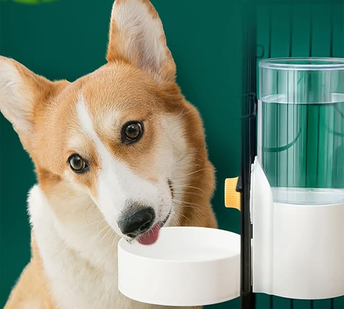 40oz Hanging Automatic Pet Food Water Dispenser, Auto Gravity Pet Feeder and Waterer Set, Cage Cat Food Bowl Dog Feeding Station for Puppy and Kitten Rabbit Chinchilla Hedgehog Ferret …