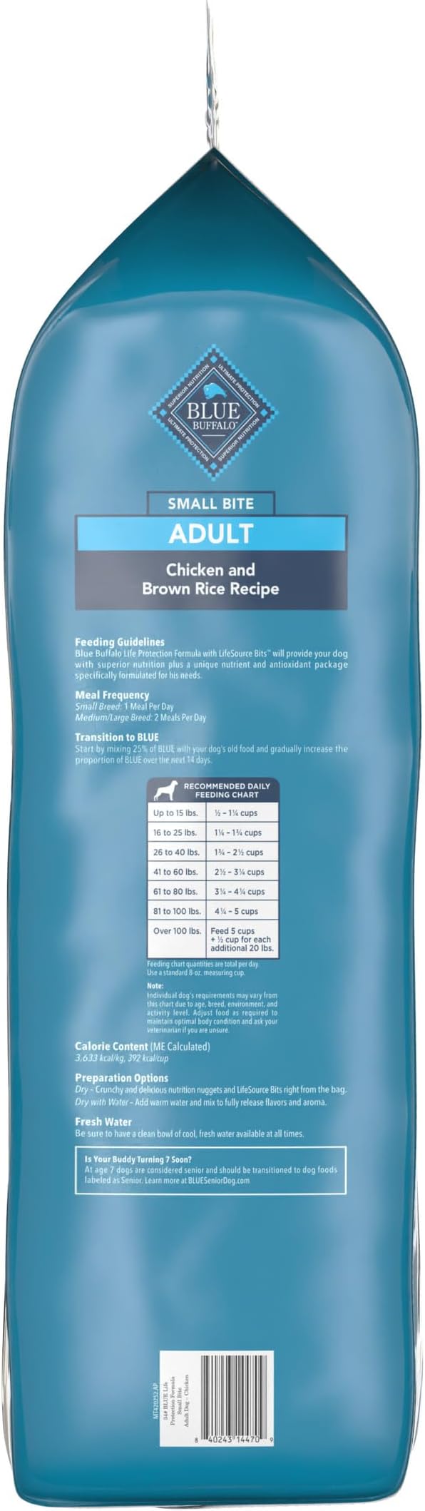 Blue Buffalo Life Protection Formula Natural Adult Small Bite Dry Dog Food, Chicken and Brown Rice 34-lb