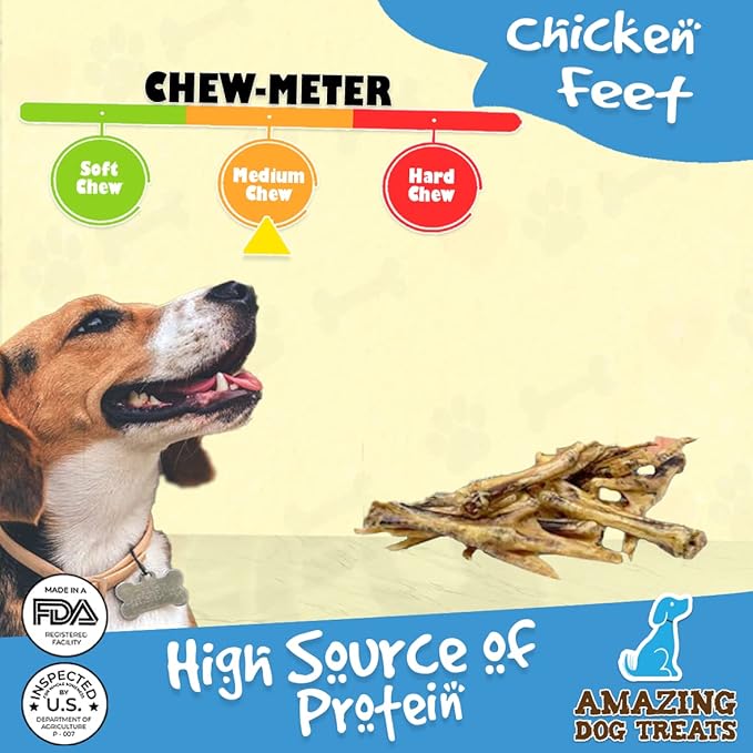 Amazing Dog Treats - Chicken Feet Dog Treats (100 Count - Bulk) - All Natural Chicken Feet for Dogs American Grade Chicken Feet Dog Chew Bones