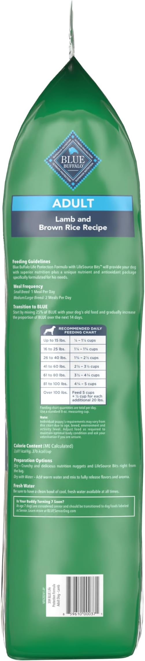 Blue Buffalo Life Protection Formula Natural Adult Dry Dog Food, Lamb and Brown Rice 30-lb