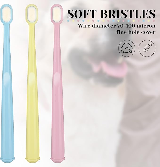 3 Pack Pet Cat Dog Toothbrush, Extra Soft Smal Dog Dental Care Toothbrush, Puppy Dental Cleaning Teeth Brushes for Small Dog Cat, Pet Deep Clean Dense Brush
