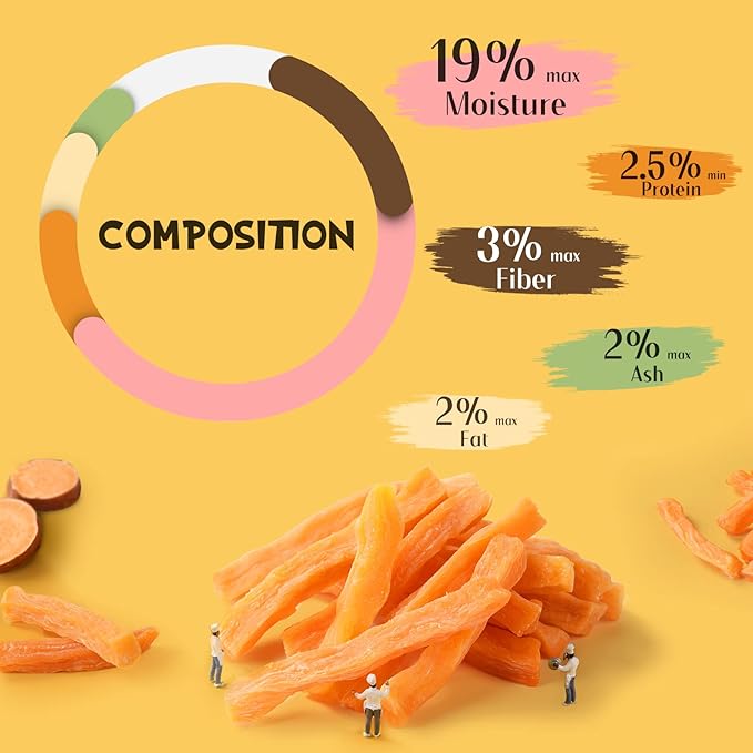 ASMPET Sweet Potato Dog Treats, Healthy Natural Low Fat Grain Free Treats, Gluten Free Vegetarian Snack Gift for Small Medium & Large Dogs, Vegan Dog Chews 10.6oz