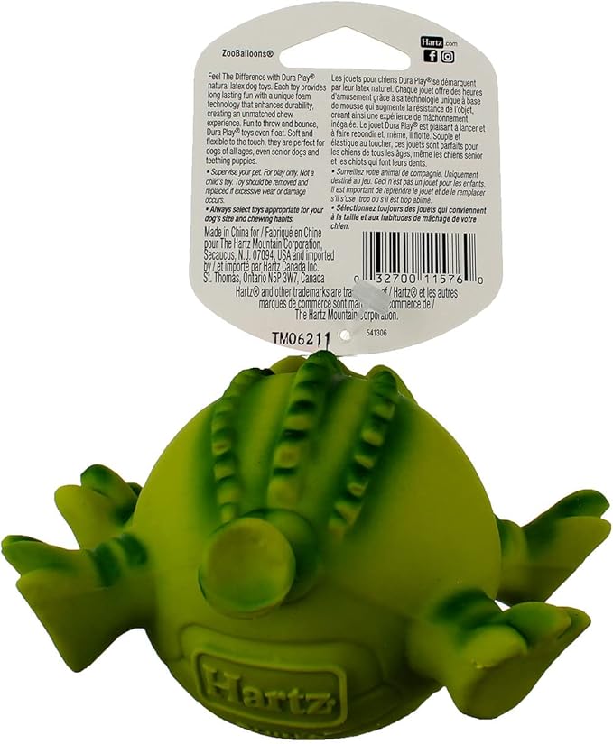 Hartz Dura Play ZooBalloons Dog Toy, 1 Count (Pack of 1), All Breed Sizes