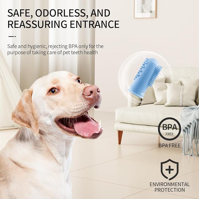 Dog Toothbrush, Cat ToothbrushTeeth Cleaning, The 2-Sided Design of The Dog Finger Toothbrush Conforms to ergonomicswith Comfortable Dog Tooth Brushing kit