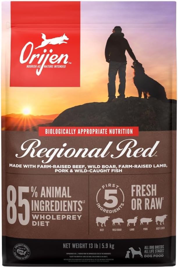 ORIJEN Dog Regional Red Recipe, 13lb, High-Protein Grain-Free Dry Dog Food, Packaging May Vary