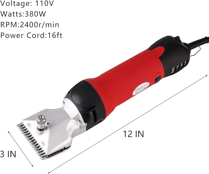 Horse Clipper 380W Professional Heavy Duty Horse Grooming Kit Electric Animal Grooming Clipper Trimmer Remover for Horses, Equine, Cattle, Pony and Large Thick Coat Animals