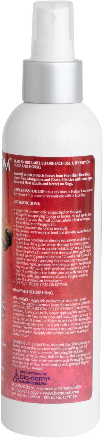 Bio-Groom Repel-35 Flea & Tick Dog Spray – Flea and Tick Prevention for Dogs, Flea Treatment, Cruelty-Free, Made in USA, Natural Tick Repellent, Fly Spray for Horses – 8 fl oz 1-Pack