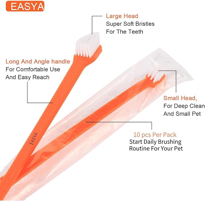 Double Headed Pet Dog Toothbrush for Small Dogs/Soft Bristles Puppy Long Handle Tooth Brush Dogs Teeth Cleaning/Bulk Toothbrushes Dental & Oral Care… (MIXED10)