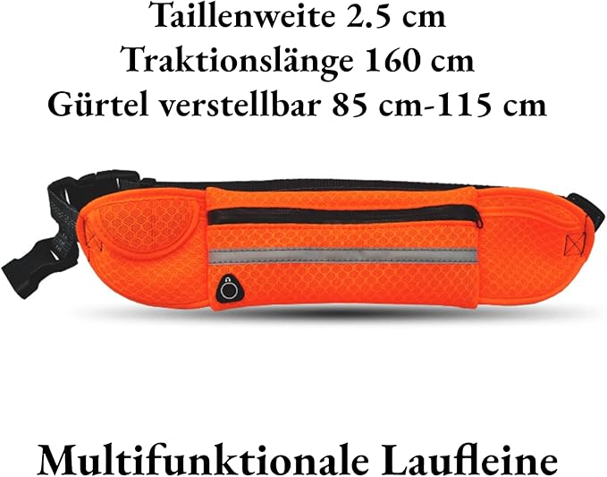 Hands Free Dog Leash with Pouch, 2 in 1 Retractable Dual Handle Bungee Waist Leash Rope for Small and Large Dogs, Adjustable Length Belt Suitable for Running, Walking, Jogging, Hiking, Training