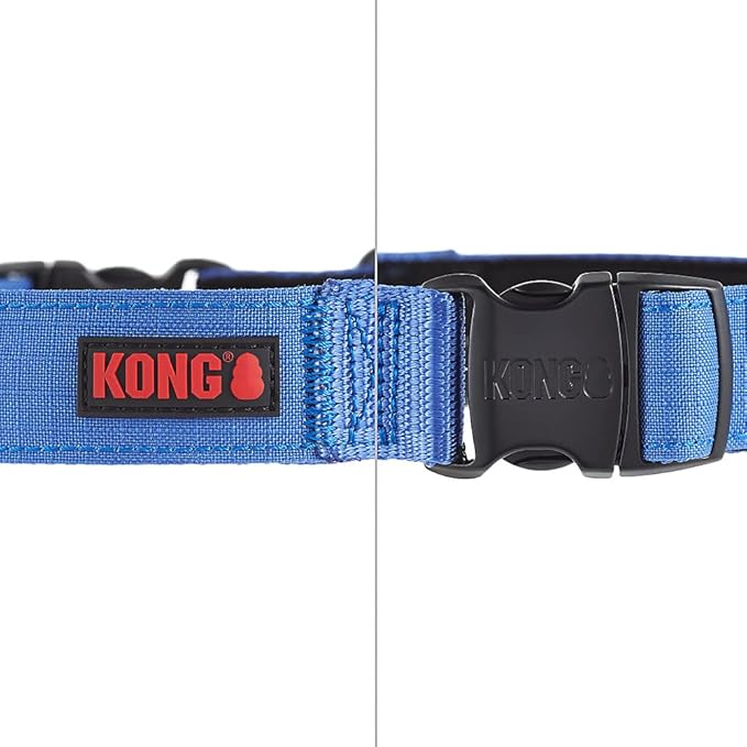 KONG Ultra Durable Padded Comfort Handle Dog Collar (Large, Blue)