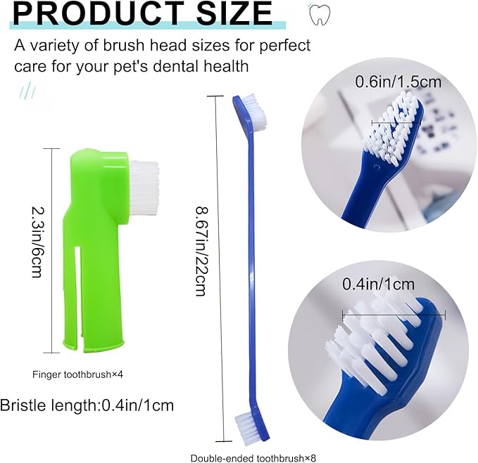 Dual Headed Dog Tooth Brush of 12pcs,Dog Toothbrush Finger,Toothbrush for Dogs Dental Care,Pet Toothbrush for Small to Large Dogs, Cats, and Most Pets, Teeth Brush in Bulk