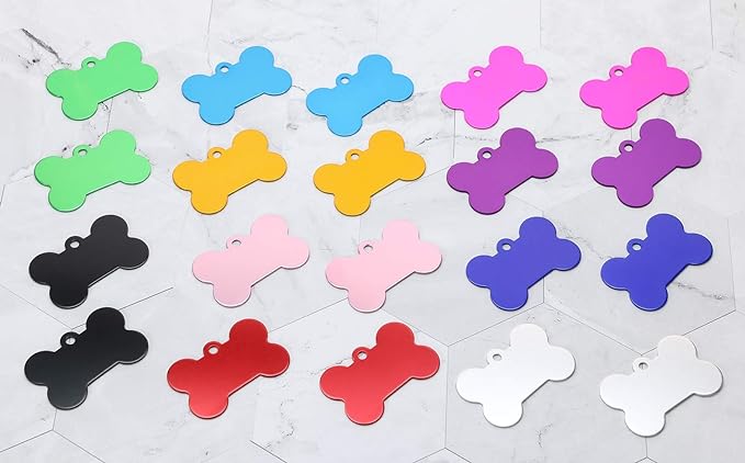 Penta Angel Aluminum Alloy Pet ID Tags 20Pcs Bone Shaped Blank Engraved Dog Cat Name Phone Number Identification Card Tags